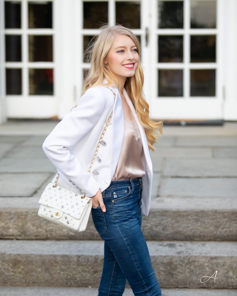 White blazer sales with buttons