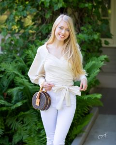 all white look with wrap top and louis vuitton lv Petite Boite Chapeau