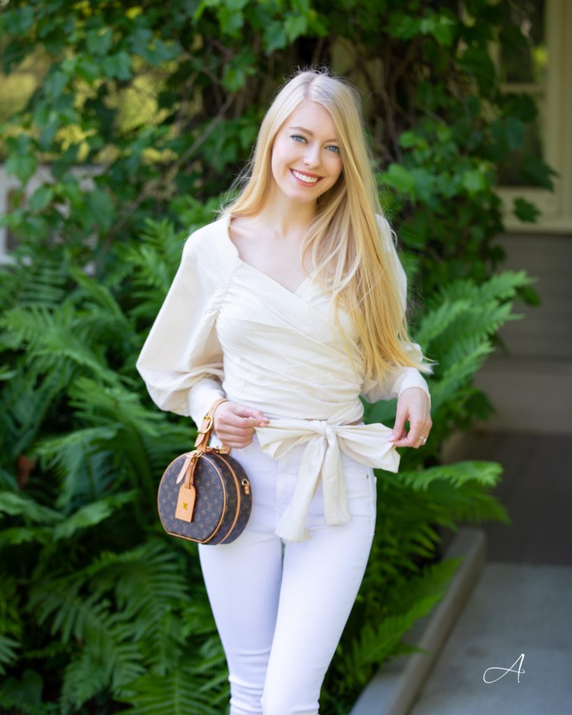 Wrap Top with Bow and Louis Vuitton Boite Chapeau - Alyssa Smirnov