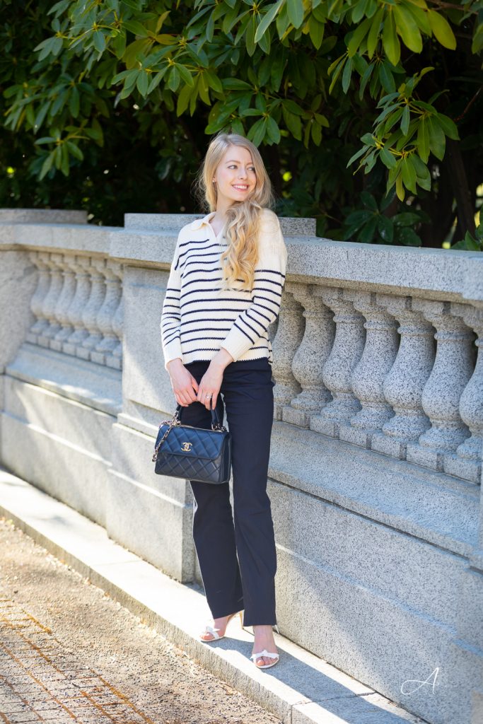 nautical striped sweater navy and white