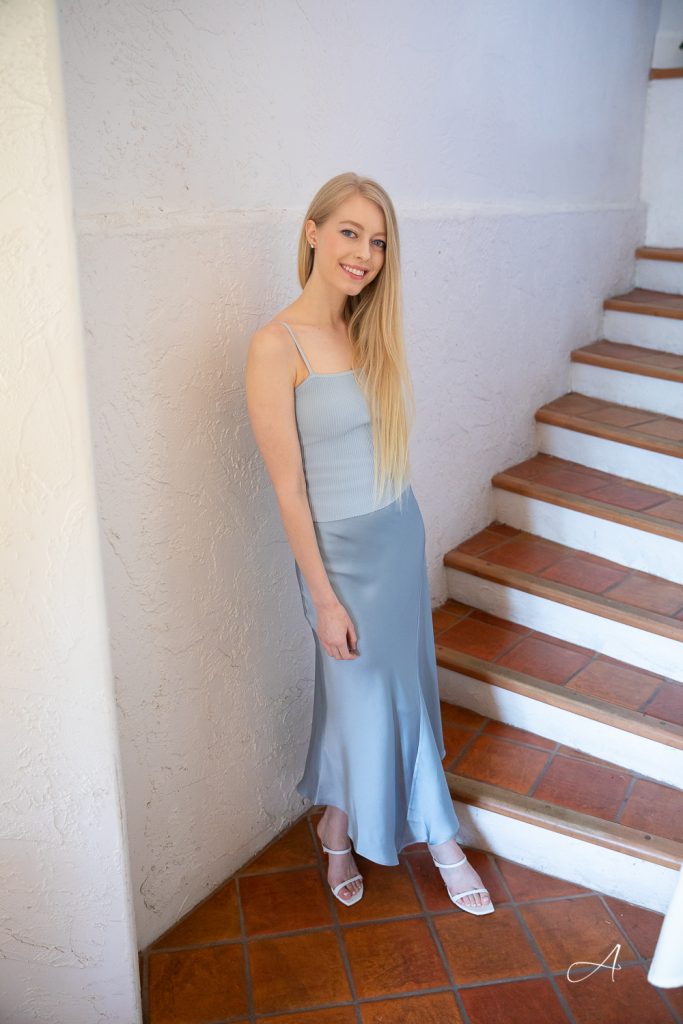 blue silk slip skirt