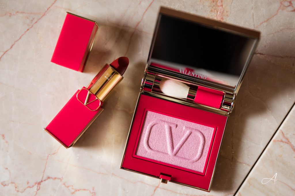 Valentino Beauty Eye2Cheek and Rosso lipstick